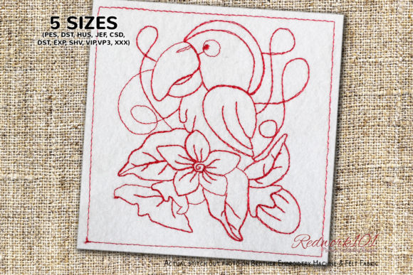 Review: Beautiful Parrot with Flowers Redwork