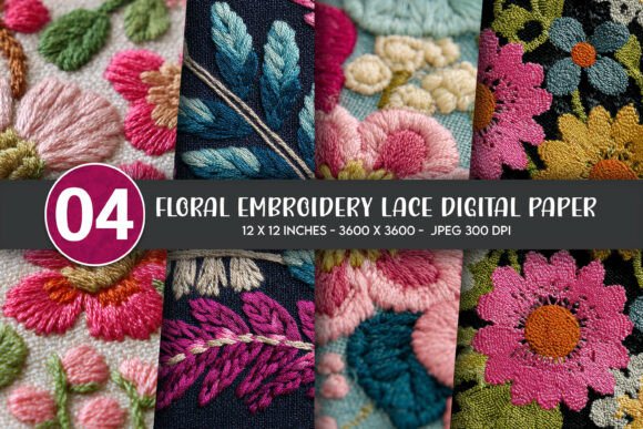 Review: Floral Embroidery Lace Digital Paper