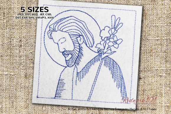 Reviewing Christ Jesus with Flowers Redwork